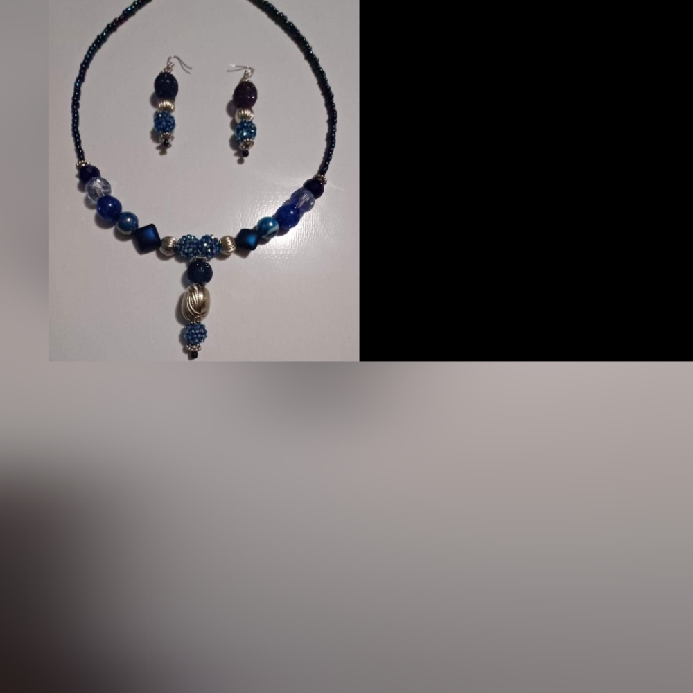 COPY - Hand made beaded necklace and earrings set